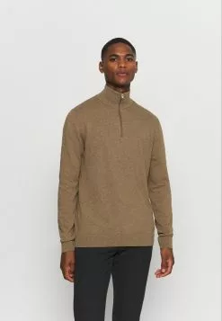 Selected Homme SLHBERG HALF ZIP - Pullover - Teak Melange