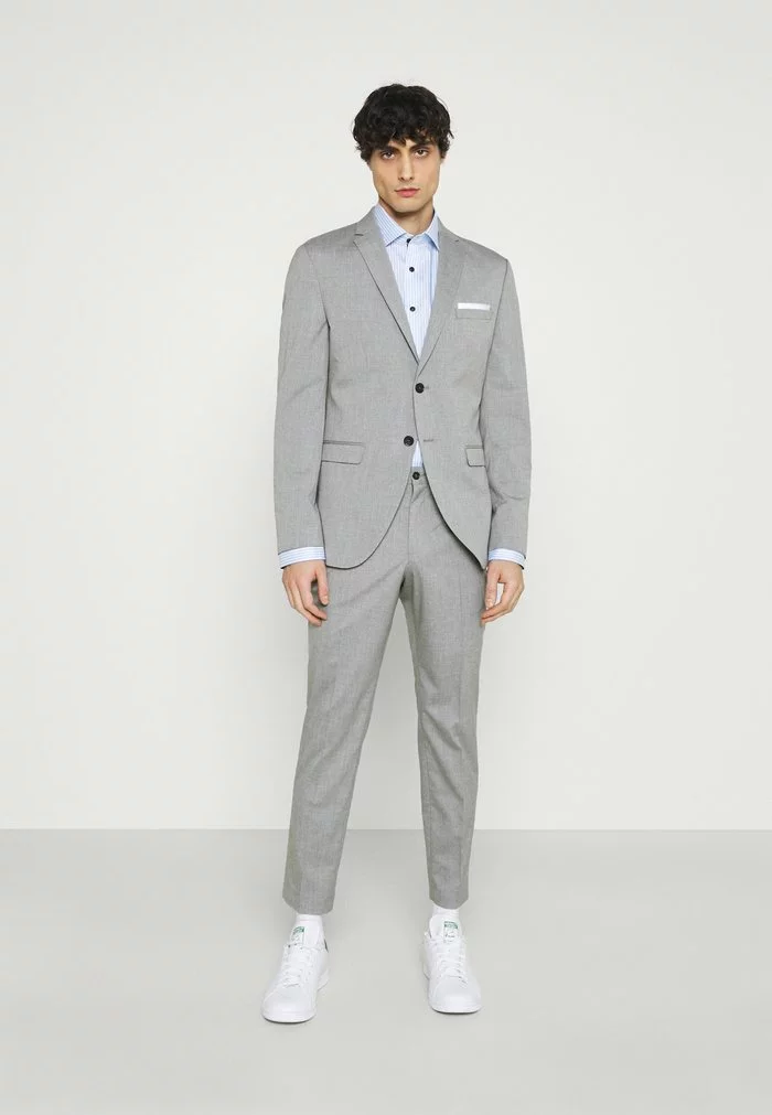Selected Homme SLHSLIM MYLOLOGAN CROP SUIT - Costume - Light Grey Melange 2 Selected Homme SLHSLIM MYLOLOGAN CROP SUIT - Costume - Light Grey Melange – Image 2