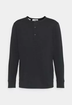 Selected Homme SLHBAKER SPLIT NECK TEE - T-shirt à Manches Longues - Black -Selected Homme Soldes Boutique 07a091c7ab4d4047b484438e4b63e7df