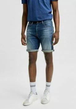 Selected Homme BIO-BAUMWOLL - Short En Jean - Dark Blue Denim