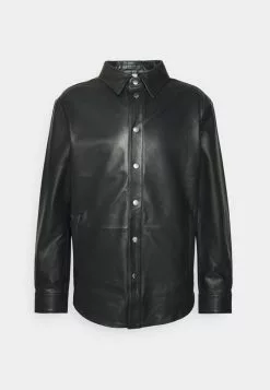 Selected Homme SLHSILVER OVERSHIRT - Veste En Cuir - Black