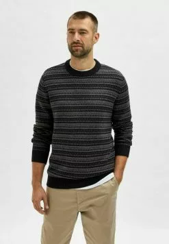 Selected Homme SLHALFIE CREW CAMP - Pullover - Phantom