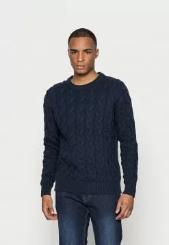 Selected Homme SLHRABI CABLE CREW NECK - Pullover - Dark Sapphire