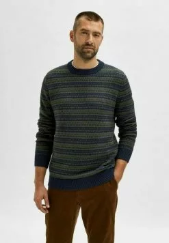 Selected Homme SLHALFIE CREW CAMP - Pullover - Forest Night