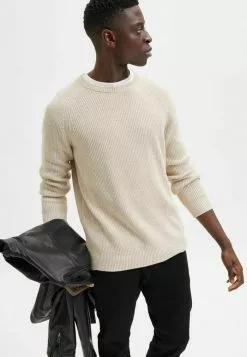 Selected Homme STRUKTURIERT - Pullover - Egret -Selected Homme Soldes Boutique 10ac0317741f4edcb8438088879c46b7