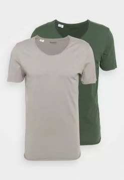 Selected Homme SLHNEWMERCE O NECK TEE 2 PACK - T-shirt Basique - Frost Gray/cilantro Melange -Selected Homme Soldes Boutique 168341aa19f741a4aa0227b2cec7c35b