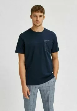 Selected Homme INTERLOCK - T-shirt Imprimé - Navy Blazer