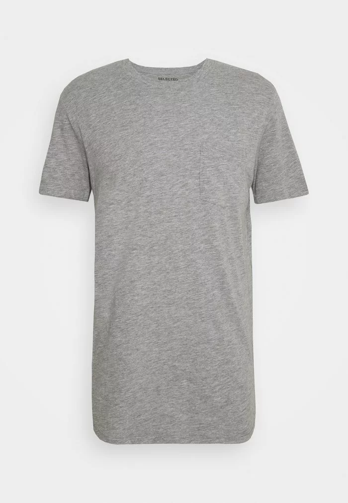 Selected Homme SLHREGCARLOS O NECK TEE - T-shirt Basique - Light Grey Melange 1 Selected Homme SLHREGCARLOS O NECK TEE - T-shirt Basique - Light Grey Melange