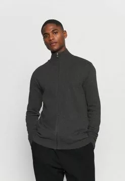 Selected Homme SLHBERG FULL ZIP CARDIGAN - Gilet - Antracit/melange