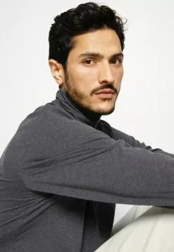 Selected Homme SLHRORY ROLL NECK TEE - T-shirt à Manches Longues - Dark Grey Melange -Selected Homme Soldes Boutique 25cae594c3984e3eb1ae0aeb0928c5ef