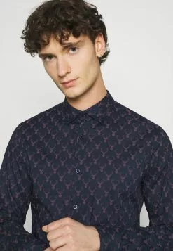 Selected Homme SLHSLIMCHRISTMAS SHIRT - Chemise - Dark Blue -Selected Homme Soldes Boutique 26139df95374480f92431b0a6807e88d