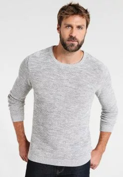 Selected Homme SHXNEWVINCEBUBBLE CREW NECK - Pullover - Marshmallow/twisted Light Grey