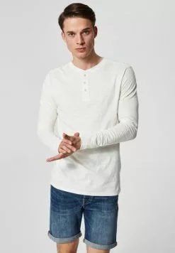 Selected Homme T-shirt à Manches Longues - Bone White