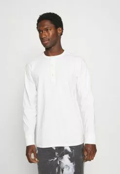 Selected Homme SLHBAKER SPLIT NECK TEE - T-shirt à Manches Longues - Egret