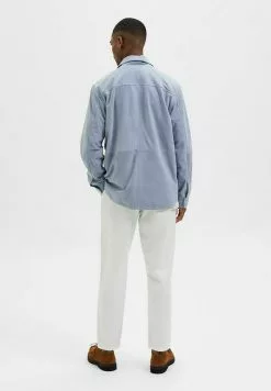 Selected Homme SHACKET - Veste En Cuir - Blue Fog -Selected Homme Soldes Boutique 378908bd474b441aab04fe2b284bb879