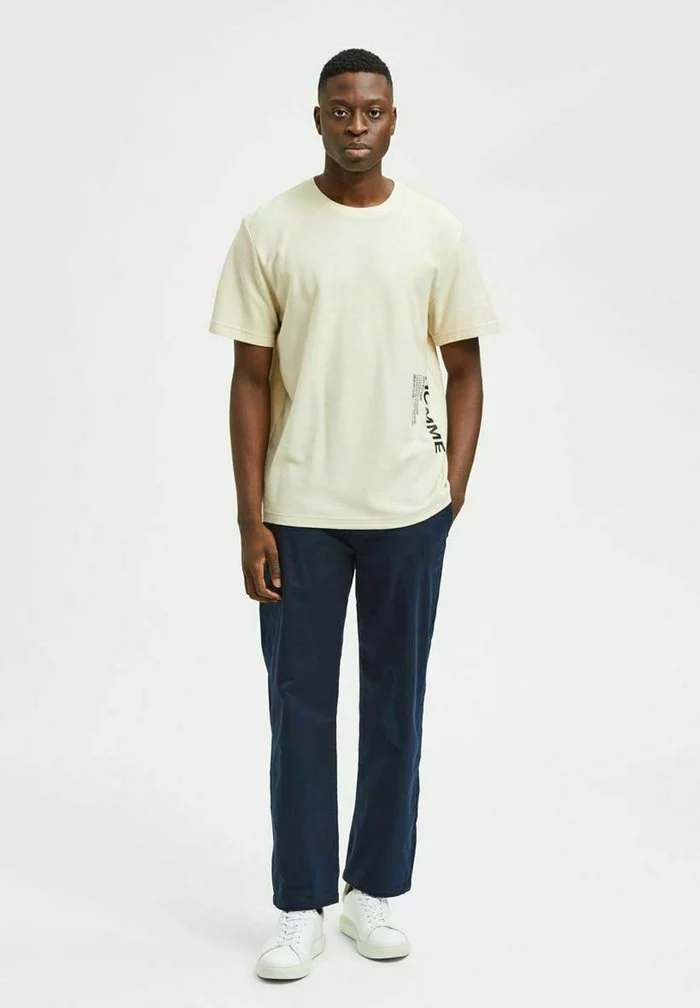 Selected Homme T-shirt Imprimé - Oatmeal 2 Selected Homme T-shirt Imprimé - Oatmeal – Image 2