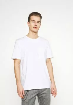 Selected Homme SLHRELAXFREDDIE POCKET ONECK - T-shirt Imprimé - Bright White