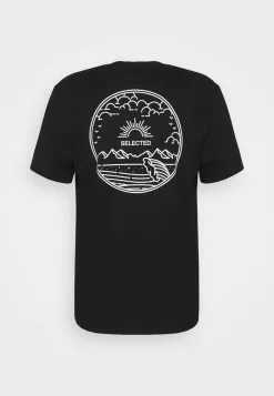 Selected Homme SLHRELAXEDMILO ONECK TEE - T-shirt Imprimé - Black -Selected Homme Soldes Boutique 3bba07aebb934e7598d2649295df8e33