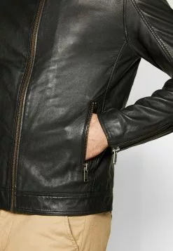 Selected Homme SLHICONIC RACER - Veste En Cuir - Black -Selected Homme Soldes Boutique 486ea0a3d32845a69337072c84e55053