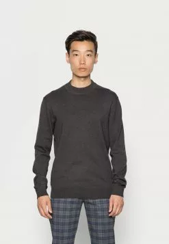 Selected Homme SLHBRADY MOCK NECK - Pullover - Dark Grey Melange