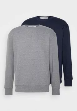 Selected Homme CALEB CREW NECK 2 PACK - Sweatshirt - Navy Blazer/medium Grey Melange -Selected Homme Soldes Boutique 523e3b5b435e41d5ba85187287b2565c