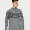 Selected Homme SLHFLAKE CABLE HIGH NECK - Pullover - Medium Grey Melange