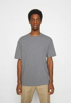 Selected Homme SLHLOOSEGILMAN O NECK TEE - T-shirt Basique - Medium Grey Melange