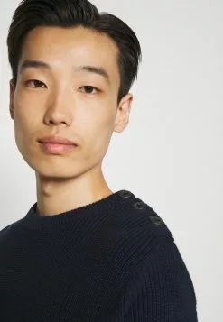 Selected Homme SLHIRVEN BUTTON CREW - Pullover - Navy Blazer -Selected Homme Soldes Boutique 5c351a398b9e441b824513a148a65193