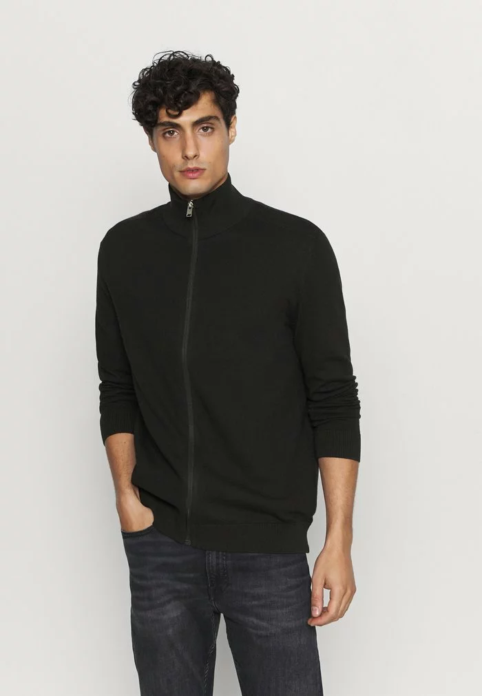 Selected Homme SLHBERG FULL ZIP CARDIGAN - Gilet - Black 1 Selected Homme SLHBERG FULL ZIP CARDIGAN - Gilet - Black