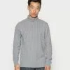 Selected Homme SLHRYAN STRUCTURE ROLL NECK - Pullover - Medium Grey Melange