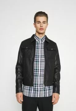 Selected Homme SLHICONIC BLOUSON - Veste En Cuir - Black