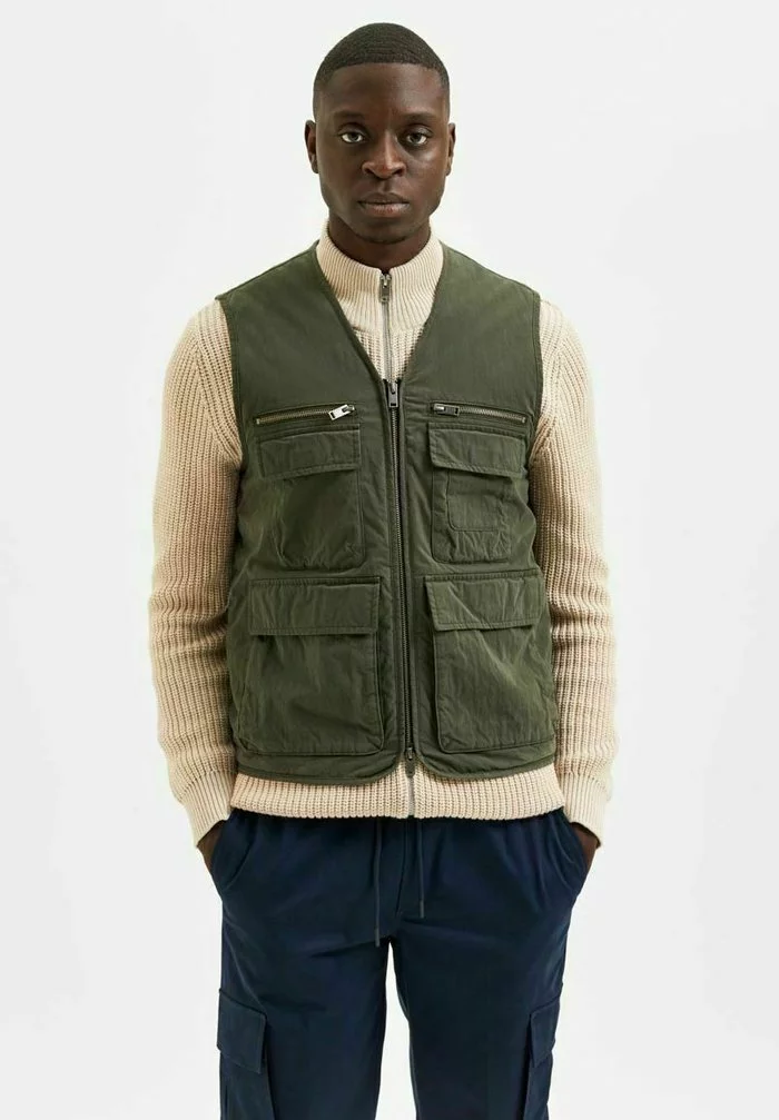 Selected Homme WESTE UTILITY-STIL - Veste Sans Manches - Dark Green 1 Selected Homme WESTE UTILITY-STIL - Veste Sans Manches - Dark Green