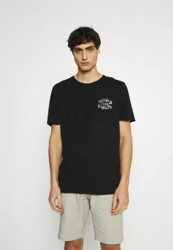 Selected Homme SLHWALTER O-NECK TEE - T-shirt Imprimé - Black