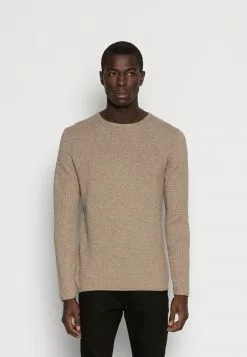 Selected Homme SLHROCKY CREW NECK - Pullover - Sepia Tint/light Grey Melange