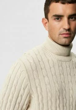Selected Homme SLHRYAN STRUCTURE ROLL NECK - Pullover - Bone White -Selected Homme Soldes Boutique 72304541b5a84920846d7c957ee4a935