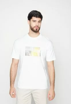 Selected Homme SLHLOOSEGUNTHER SS O-NECK - T-shirt Imprimé - Bright White