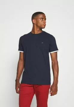 Selected Homme SLHREGPAT O NECK TEE - T-shirt Imprimé - Navy Blazer