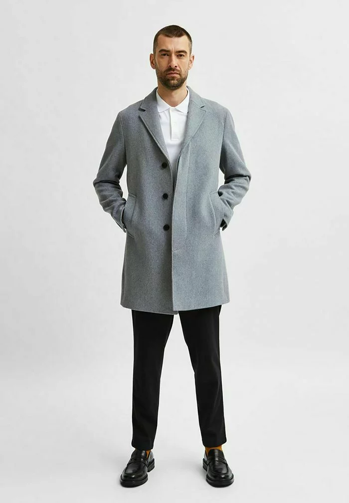 Selected Homme Manteau Classique - Grey Melange 2 Selected Homme Manteau Classique - Grey Melange – Image 2