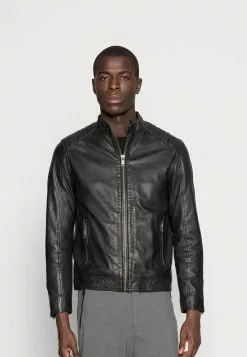Selected Homme RACER - Veste En Cuir - Black