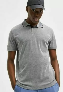 Selected Homme KURZÄRME - Polo - Medium Grey Melange -Selected Homme Soldes Boutique 8128cafaecac4c8797535a2a4a4571dc