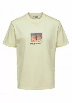 Selected Homme SLHRELAXDENTON - T-shirt Imprimé - Lemon Icing -Selected Homme Soldes Boutique 817a984a5efd42f4a32a69265db385b8