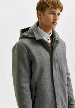 Selected Homme SLHSTAVANGER - Manteau Court - Grey Melange -Selected Homme Soldes Boutique 81946265d24d40748d3713c381543d74