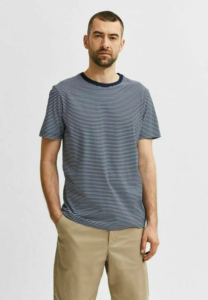 Selected Homme T-shirt Imprimé - Navy Blazer 1 Selected Homme T-shirt Imprimé - Navy Blazer