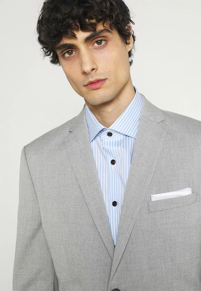 Selected Homme SLHSLIM MYLOLOGAN CROP SUIT - Costume - Light Grey Melange 7 Selected Homme SLHSLIM MYLOLOGAN CROP SUIT - Costume - Light Grey Melange – Image 7