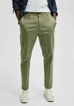Selected Homme SLHSLIM TAPEREPTON FLEX PANTS - Chino - Deep Lichen Green