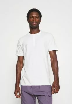 Selected Homme SLHDUKE SPLIT NECK TEE - T-shirt Basique - Egret