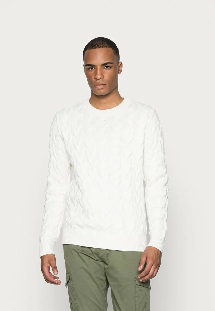 Selected Homme SLHRABI CABLE CREW NECK - Pullover - Jet Stream 1 Selected Homme SLHRABI CABLE CREW NECK - Pullover - Jet Stream