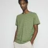 Selected Homme SLHMORGAN STRIPE O NECK TEE - T-shirt Basique - Vineyard Green/egret