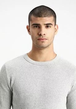 Selected Homme SLHVICTOR CREW NECK - Pullover - Light Grey Melange -Selected Homme Soldes Boutique 97e79ad21beb42c2a966703f54570e6e