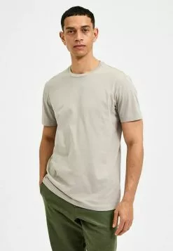 Selected Homme SLHNORMAN SS O-NECK S NOOS - T-shirt Basique - Flint Gray